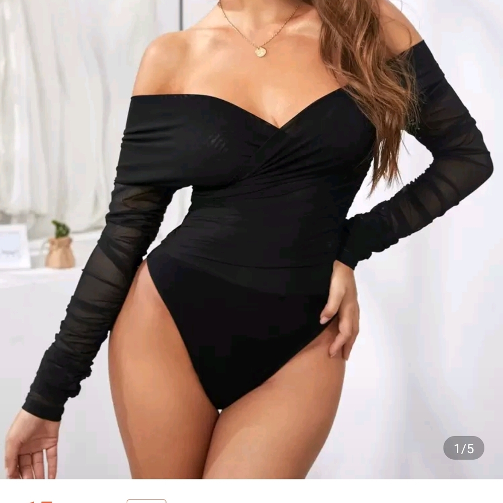 SHEIN Black Off-Shoulder Bodysuit